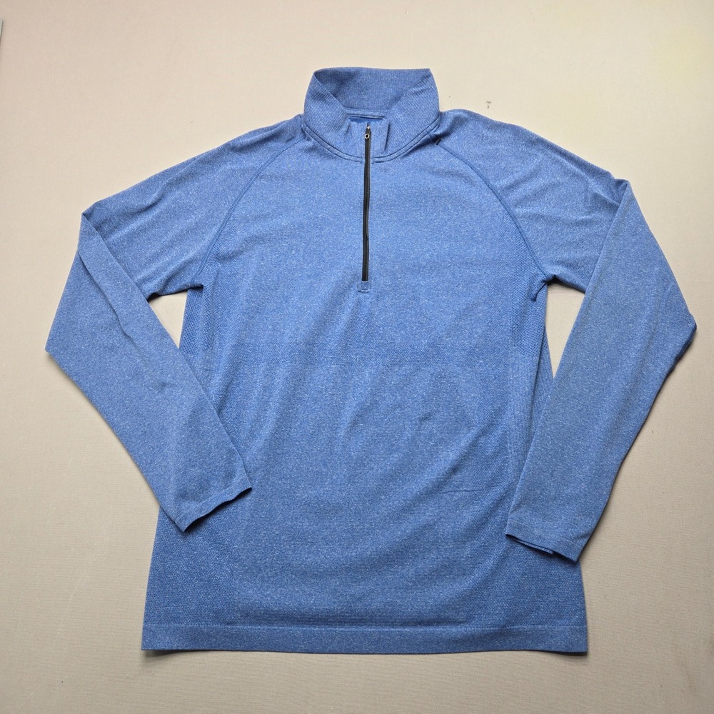Lululemon Pullover Metal Vent Tech Half Zip Thumbholes Blue Heathered Mens L